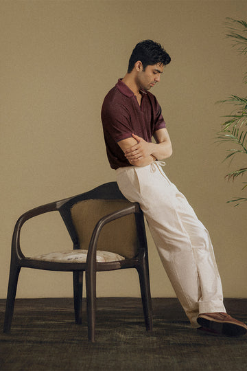 Burgundy Ribbed Polo